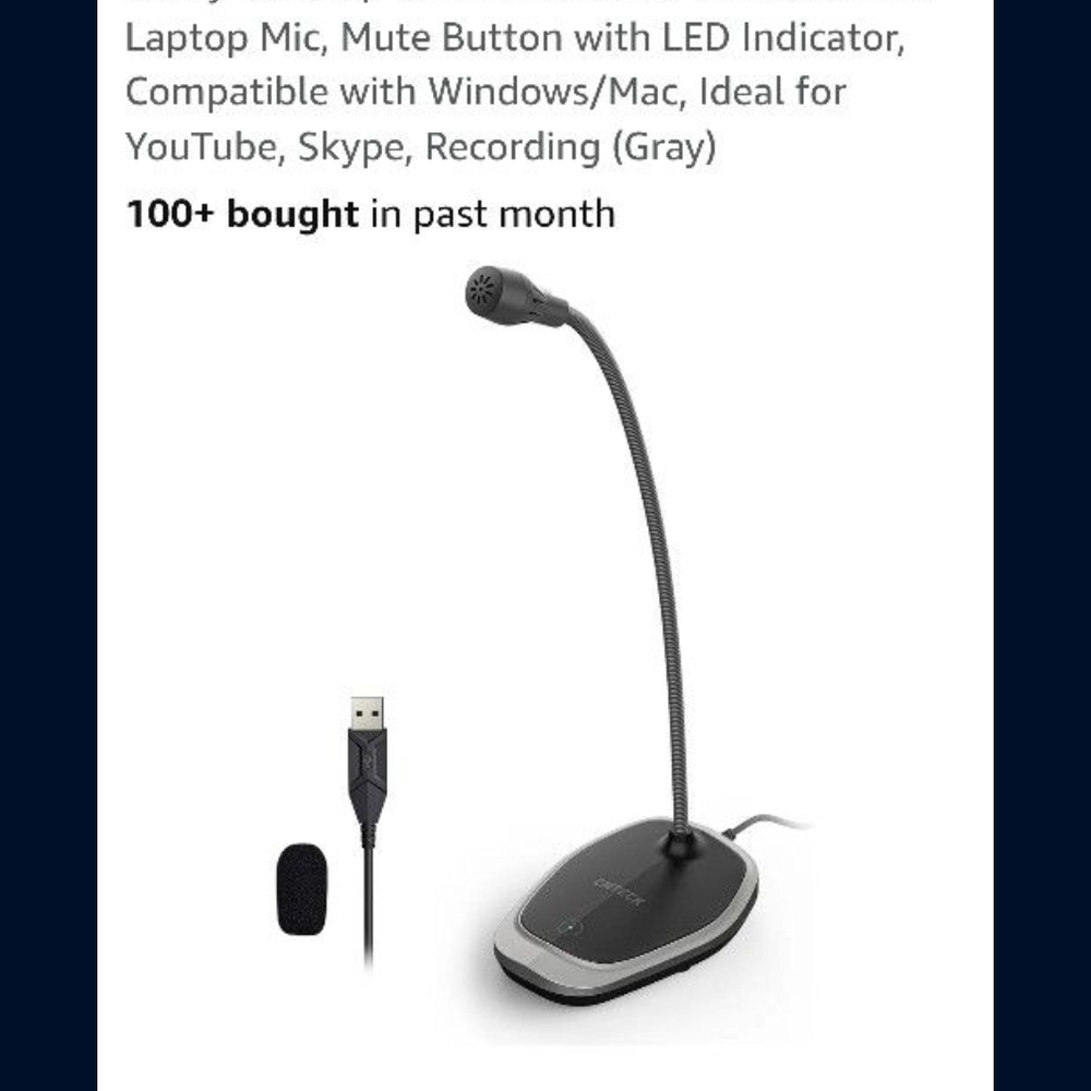 Gray USB Desktop Microphone with Mute Button